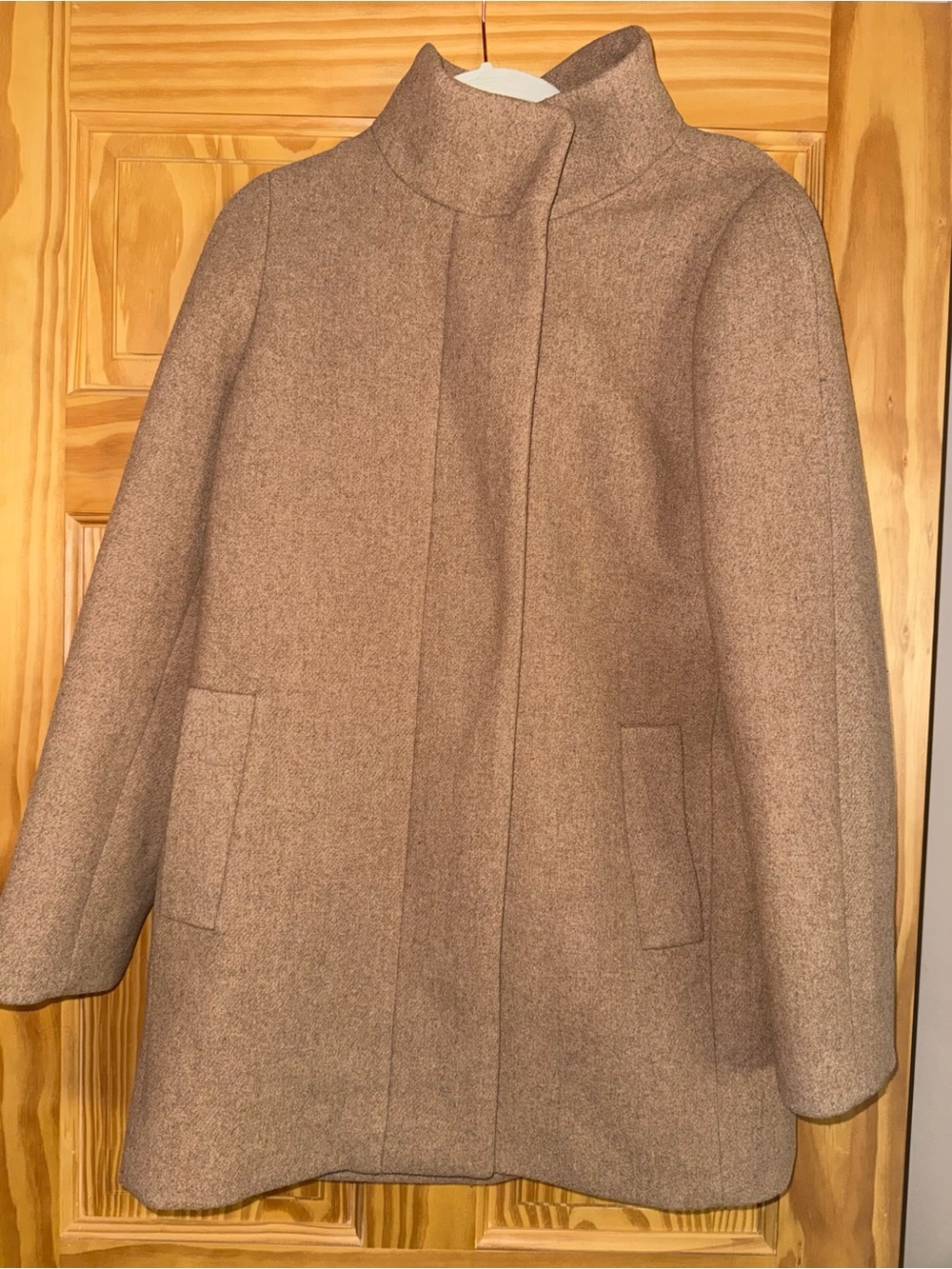 J. Crew Taupe Wool-Blend Stand-Collar Pea Coat